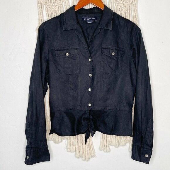 Jones New York Tops - Jones NY Top SZ SM 100% Linen Long Sleeve Button Down Minimalist Sustainable